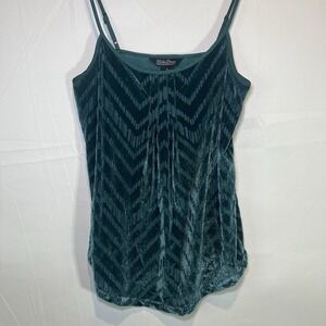 Lucky Brand Women's S Velvet‎ Burnout Camisole Small Green Spaghetti Strap Top